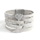 Moon Charm Leather Bracelet Boho Wrap Stars Print Jewelry