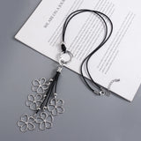 Big Silver Heart Pendant Leather Necklace Boho Ethnic Jewelry
