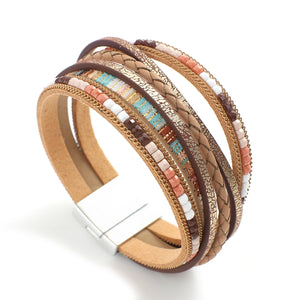 Bohemia Long Leather Bracelets Beads Wrap Bracelet Boho Wristband