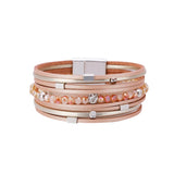 Colorful Crystal Beads Leather Wrap Bracelet