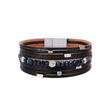 Colorful Crystal Beads Leather Wrap Bracelet
