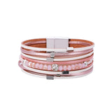 Colorful Crystal Beads Leather Wrap Bracelet
