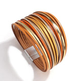 Bohemian Contrast Splice Slim Stripe Leather Bracelet for Women