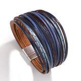 Bohemian Contrast Splice Slim Stripe Leather Bracelet for Women