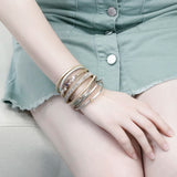 Bohemian Crystal Beads Charm Bracelet Rhinestone Multilayer Leather Jewelry