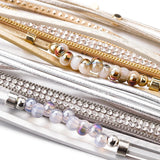 Bohemian Crystal Beads Charm Bracelet Rhinestone Multilayer Leather Jewelry