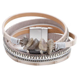 Bohemian Crystal Beads Charm Bracelet Rhinestone Multilayer Leather Jewelry