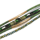 Boho Leather Wrap Bracelet Crystal Beads Stone Charm Cuff