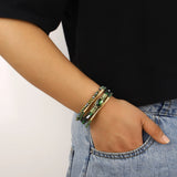 Boho Leather Wrap Bracelet Crystal Beads Stone Charm Cuff