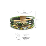 Boho Leather Wrap Bracelet Crystal Beads Stone Charm Cuff