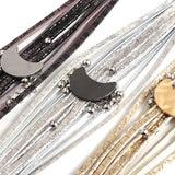 Bohemian Metal Moon Stars Beads Charm Leather Wrap Bracelet