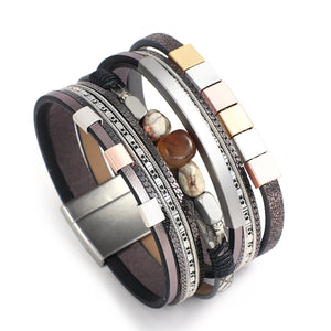 Bohemian Natural Stones Charm Bracelets Leather Bracelet for Women
