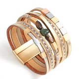 Bohemian Natural Stones Charm Bracelets Leather Bracelet for Women