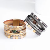 Bohemian Natural Stones Charm Bracelets Leather Bracelet for Women