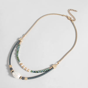 Boho Pearls Leather Rope Pendant Necklaces