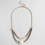 Boho Pearls Leather Rope Pendant Necklaces