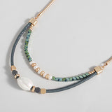 Boho Pearls Leather Rope Pendant Necklaces