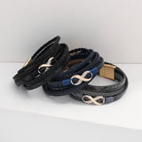 Boho Rhinestone Infinity Charm Bracelet Layered Leather Women