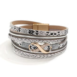 Boho Rhinestone Infinity Charm Bracelet Layered Leather Women