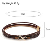Boho Rhinestone Infinity Charm Bracelet Layered Leather Women