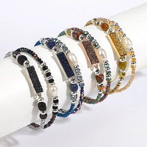 Bohemian Resin Charm Bracelet with Colorful Crystals for Women