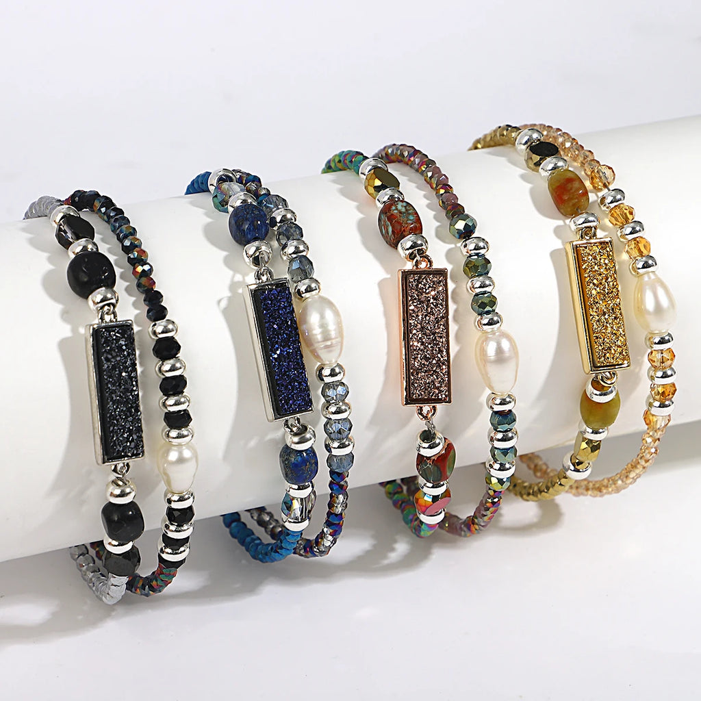 Bohemian Resin Charm Bracelet with Colorful Crystals for Women