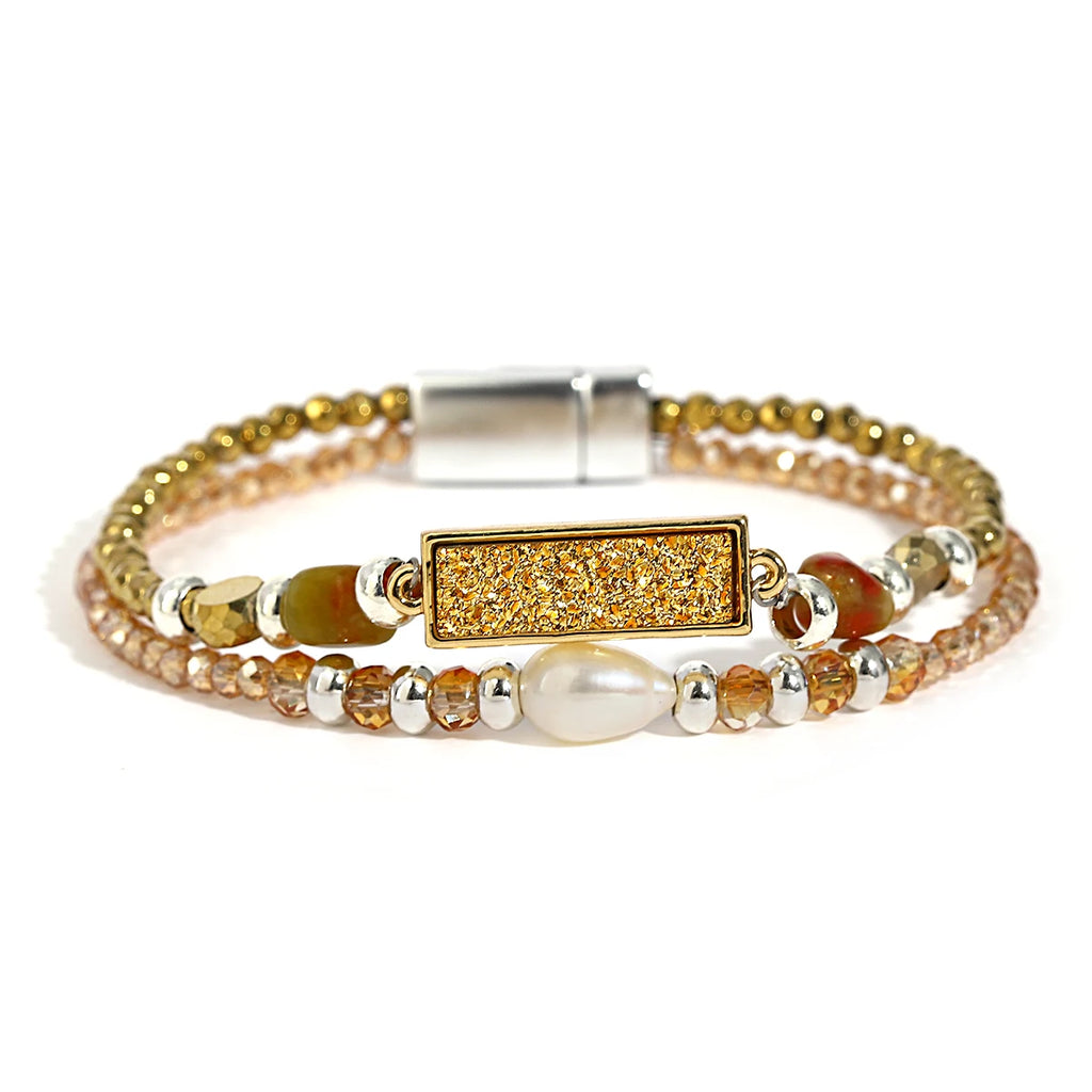 Bohemian Resin Charm Bracelet with Colorful Crystals for Women