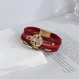 Boho Tree of Life Charm Bracelet Colorful Beads Leather Wrap