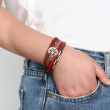 Boho Tree of Life Charm Bracelet Colorful Beads Leather Wrap