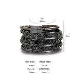 Boho Rhinestone Multiayer Bracelet Wrap Leather Bracelet for Women