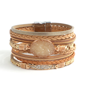 Boho Crystal Resin Stone Beads Wrap Bracelet for Women