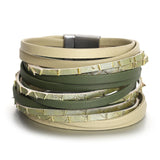 Boho Fishscale Printed Leather Bracelet for Women Ladies