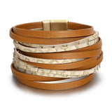 Boho Fishscale Printed Leather Bracelet for Women Ladies