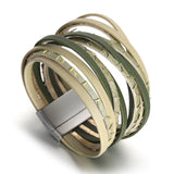 Boho Fishscale Printed Leather Bracelet for Women Ladies