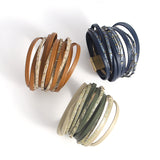 Boho Fishscale Printed Leather Bracelet for Women Ladies