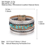 Boho Natural Stone Leather Bracelet for Women