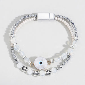 Boho Lucky Evil Eye Bracelet Metal Heart Beads Charm Friendship Jewelry