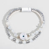 Boho Lucky Evil Eye Bracelet Metal Heart Beads Charm Friendship Jewelry