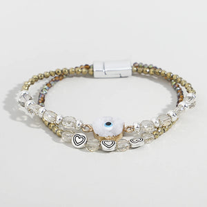 Boho Lucky Evil Eye Bracelet Metal Heart Beads Charm Friendship Jewelry