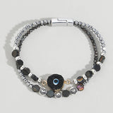 Boho Lucky Evil Eye Bracelet Metal Heart Beads Charm Friendship Jewelry