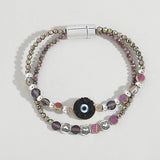 Boho Lucky Evil Eye Bracelet Metal Heart Beads Charm Friendship Jewelry