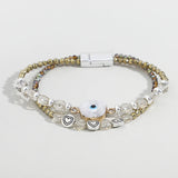 Boho Lucky Evil Eye Bracelet Metal Heart Beads Charm Friendship Jewelry
