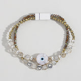 Boho Lucky Evil Eye Bracelet Metal Heart Beads Charm Friendship Jewelry