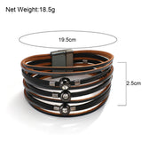 Boho Leather Cuff Bangle Wrap Bracelet with Beads & Studs