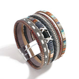 Boho Wrap Bracelets for Women Braided Leather Rope Multi-Layer Cuff Bangle