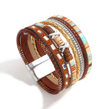 Boho Wrap Bracelets for Women Braided Leather Rope Multi-Layer Cuff Bangle
