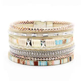 Boho Wrap Bracelets for Women Braided Leather Rope Multi-Layer Cuff Bangle