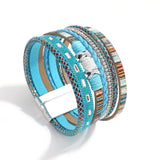 Boho Wrap Bracelets for Women Braided Leather Rope Multi-Layer Cuff Bangle