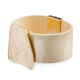 Champagne Metal Charm Leather Bracelet for Women Femme Wide Wrap Bracelets