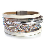 Double-layer Knotted Leather Bracelet for Women Boho Wrap Bracelet